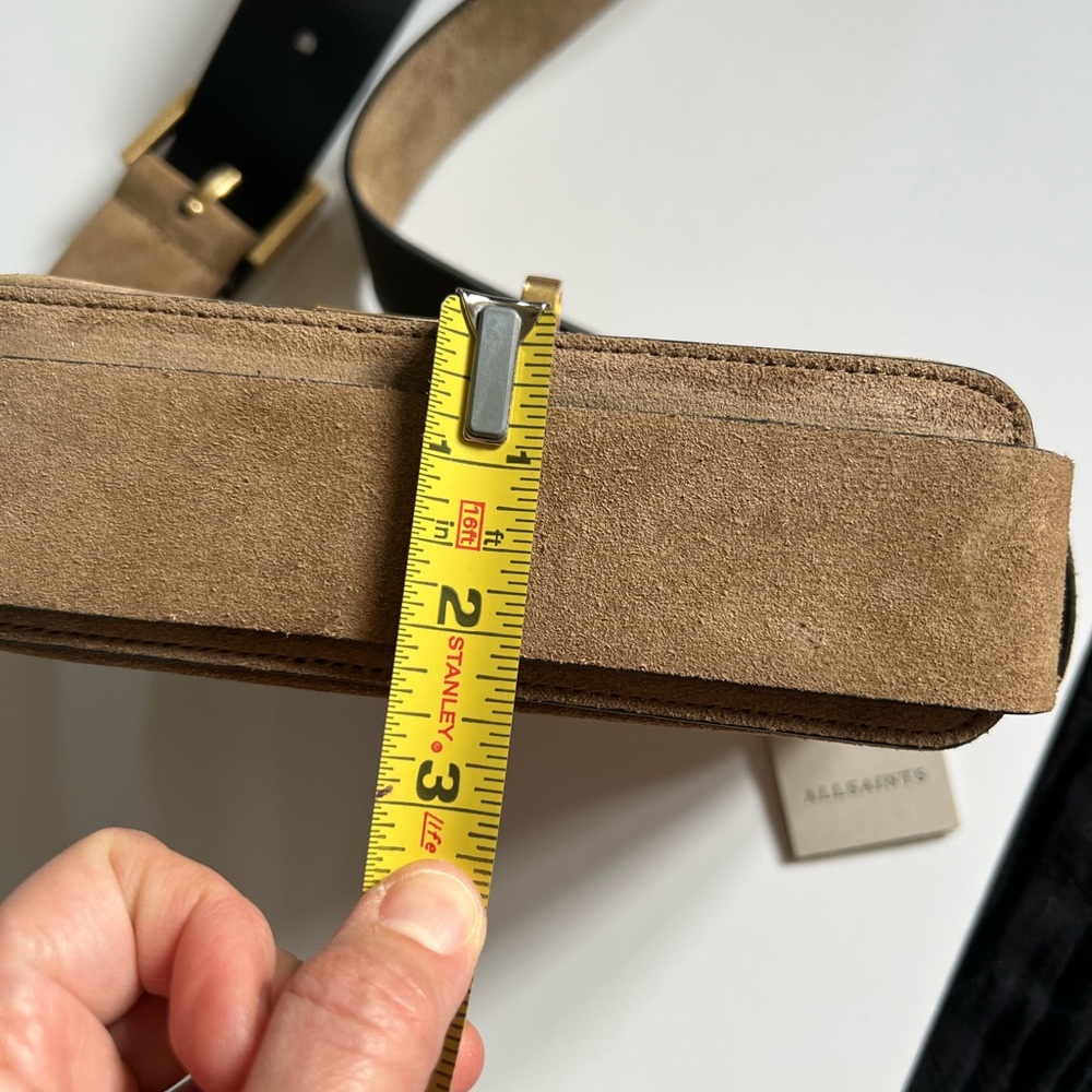NWT All Saints 3 in 1 Suede brown leather Frankie Crossbody Bag + Dust Bag - Picture 15 of 16